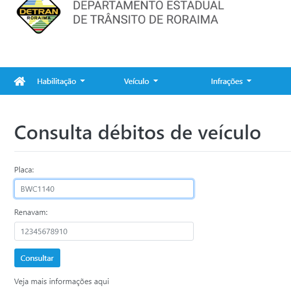 site detran rr consulta debitos veiculo