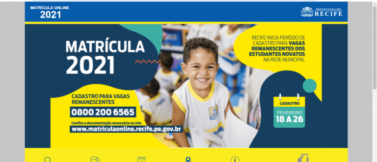 Matrícula Recife 2022: Inscrição