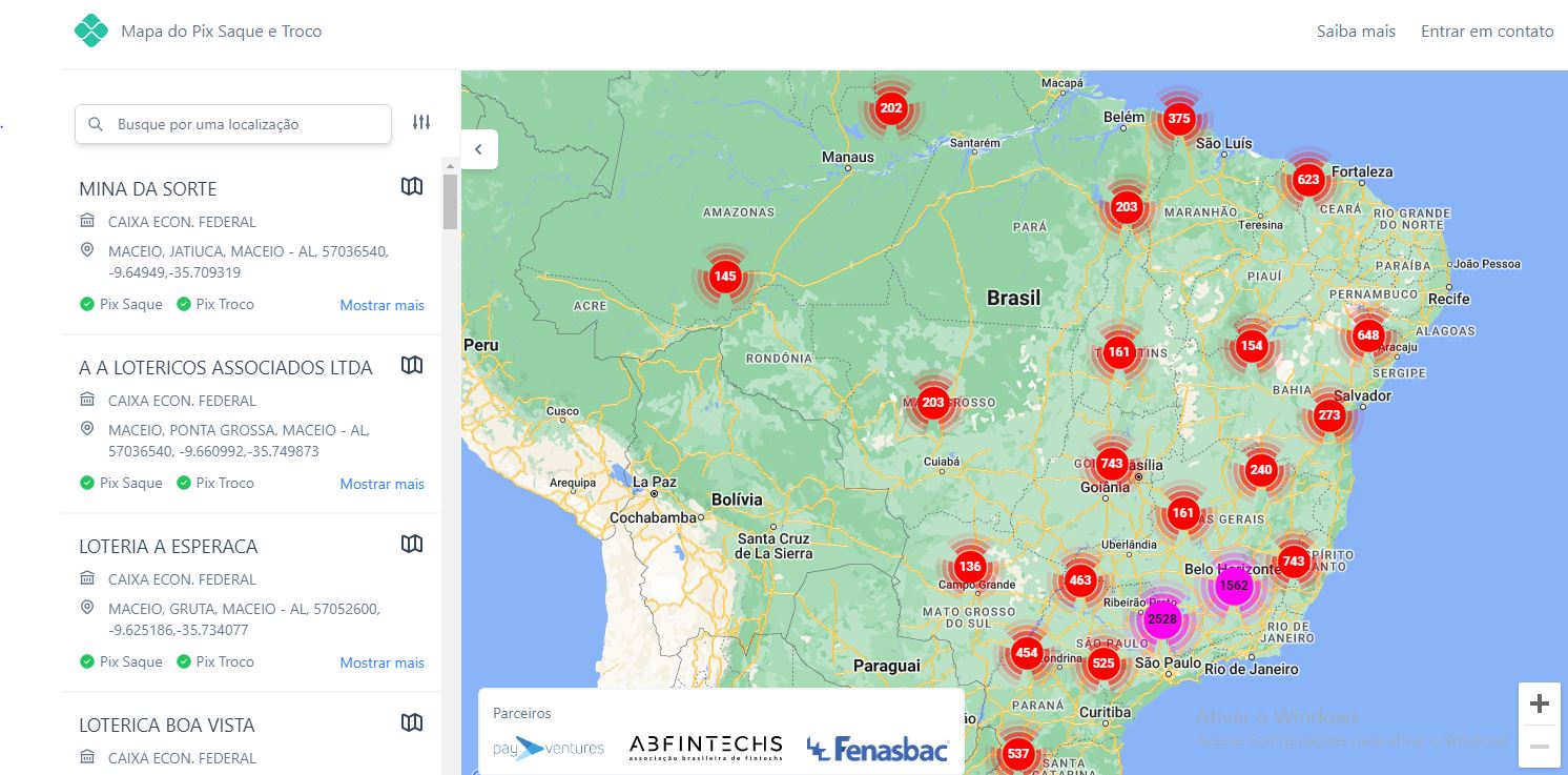 PIX Saque e PIX Troco: novo mapa permite consultar onde modalidade está disponível