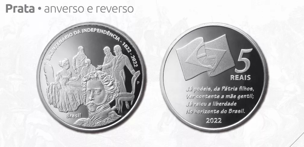 Moeda de R$ 5,00 de prata (Imagem: Divulgação/Banco Central)