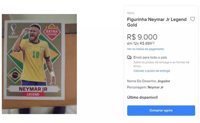 Álbum da Copa figurinha rara de Neymar é vendida por R$ 9 mil (Imagem: Reprodução/Mercado Livre)