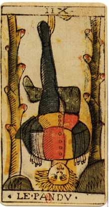 Carta "O Enforcado", do baralho de Tarot de Jean Dodal (Imagem: Domínio Público)