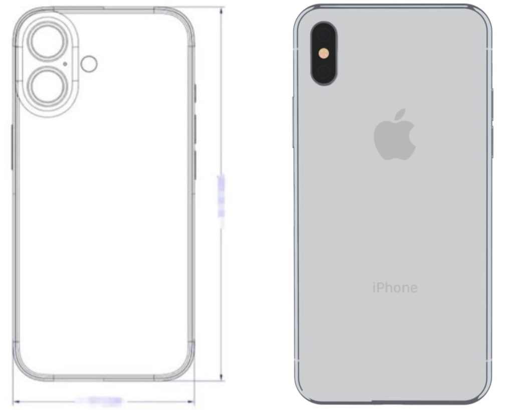 Comparativo visual do iPhone 16 e do iPhone X